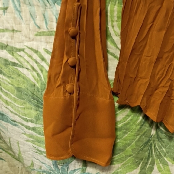 Chic Rust Ruffle Front Blouse - Picture 4 of 6